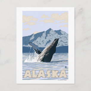 AlaskaHumpback Whale Vintage Travel Poster Postkarte