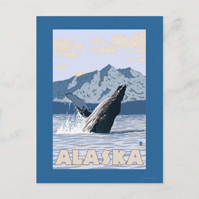 AlaskaHumpback Whale Vintage Travel Poster Postkarte (Vorderseite)