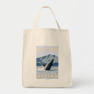 AlaskaHumpback Whale Vintage Travel Poster Tragetasche