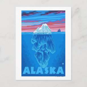 AlaskaIceberg Vintage Travel Poster Postkarte