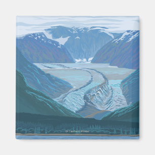 AlaskaLarge Gletscher-Szenen-Vintage Reise Magnet