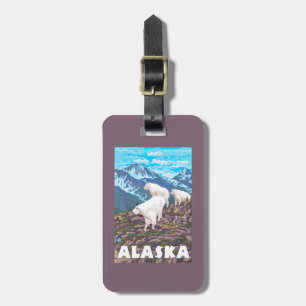 AlaskaMountain Ziegen-Vintages Reise-Plakat Gepäckanhänger