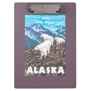 AlaskaMountain Ziegen-Vintages Reise-Plakat Klemmbrett