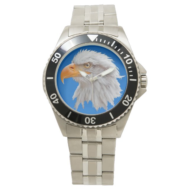 Alaskan Bald Eagle Watch (blau) Armbanduhr (Vorderseite)