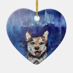 Alaskan Borealis Pup Keramik Keramik Ornament