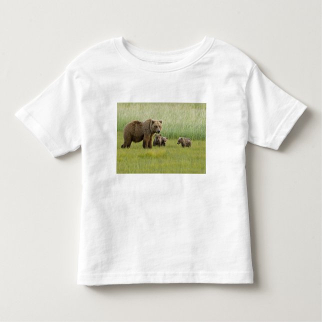 Alaskan Brown Bären Sow und drei Cubs, Ursus Kleinkind T-shirt (Vorderseite)