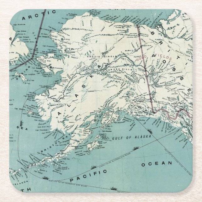 Alaskan Coastal Map Untersetzer (Vorderseite)