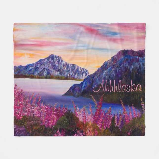 Alaskan Cotton Candy Mountain Fleece Blanket (Vorderseite (Horizontal))
