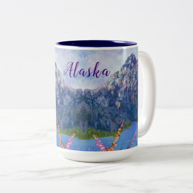 Alaskan Fireweed Mountain 15oz Tasse (VorderseiteRechts)