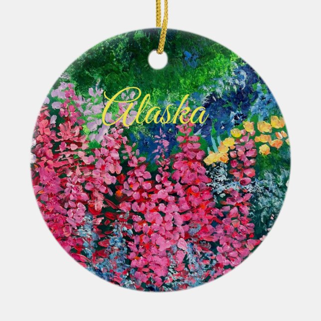 Alaskan Fireweed Ornament_ALASKA Keramische Orname Keramik Ornament (Vorne)