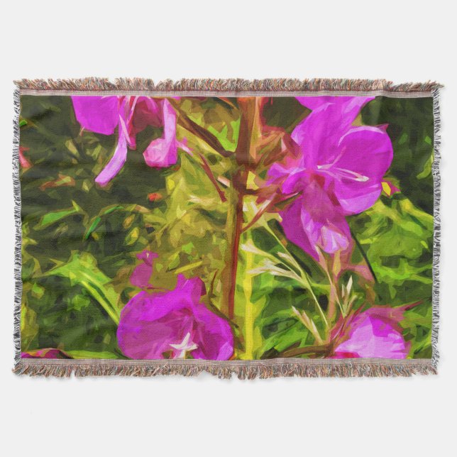 Alaskan Fireweed Pink Wildblume Abstrakt Decke (Vorderseite)