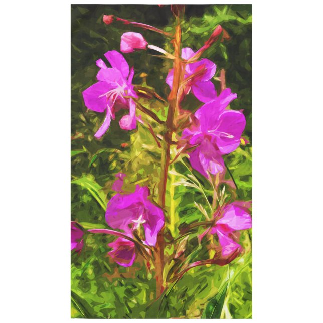 Alaskan Fireweed Pink Wildblume Abstrakt Tischdecke (Vorderseite)