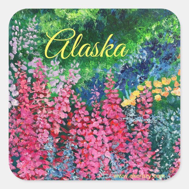 Alaskan Fireweed Square Sticker (Vorderseite)