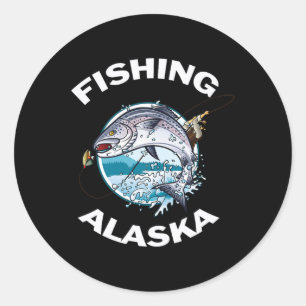 Alaskan Fish Alaskas wilder Lachs Souvenir-Angeln Runder Aufkleber