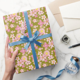 Alaskan Floral Wind Navy Blue Wrapping Paper Geschenkpapier