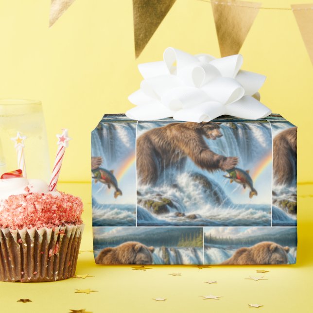 Alaskan Grizzly Bear Fishing Geschenkpapier (Geburtstagsparty)