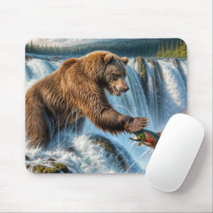 Alaskan Grizzly Bear Fishing Mousepad