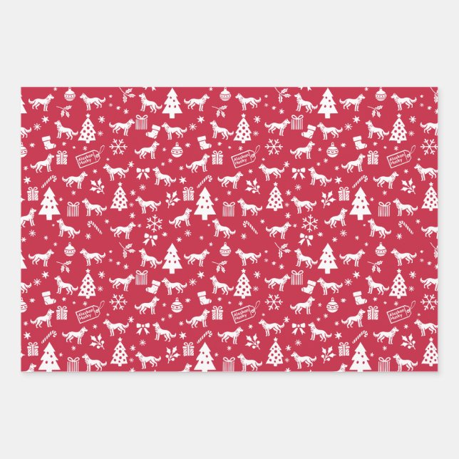Alaskan Husky Christmas Geschenkpapier Set (Vorderseite)