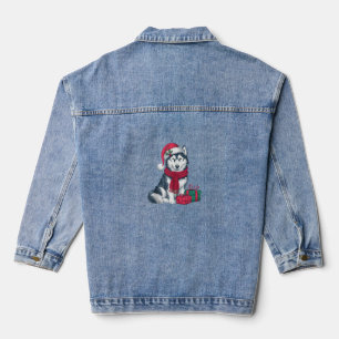 Alaskan Husky Dog Christmas Outfits Weihnachtsmann Jeansjacke