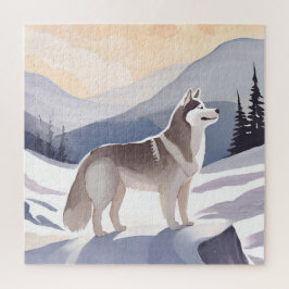 Alaskan Husky | Dog Mountain Aquarell Puzzle