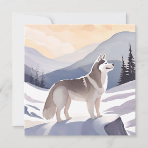 Alaskan Husky   Dog Mountain Aquarellkarte