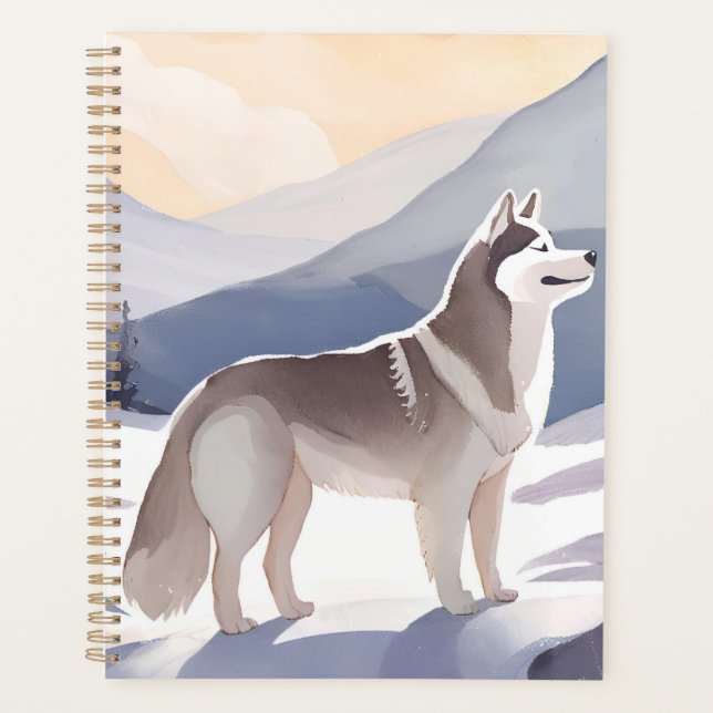 Alaskan Husky | Dog Mountain Watercolor Planer (Vorderseite)