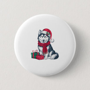 Alaskan Husky Dog Weihnachtsgebäck Party Weihnacht Button