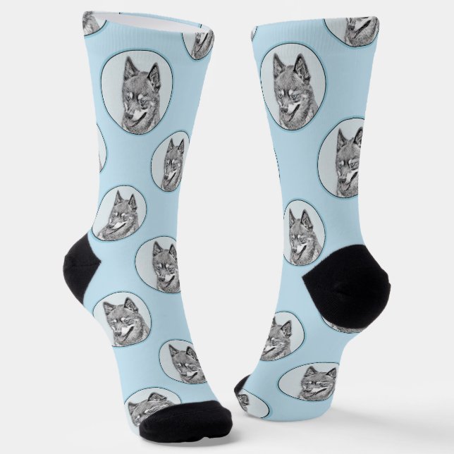 Alaskan Klee Kai AKK Husky Malerei Niedlicher Dog  Socken (Gewinkelt)