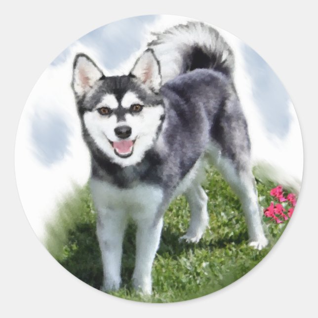 Alaskan Klee Kai Art Runder Aufkleber (Vorderseite)