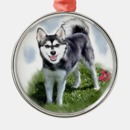 Alaskan Klee Kai Art Silbernes Ornament