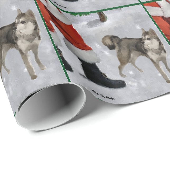 Alaskan Klee Kai Christmas Merry Geschenkpapier (Rolleneckpunkt)