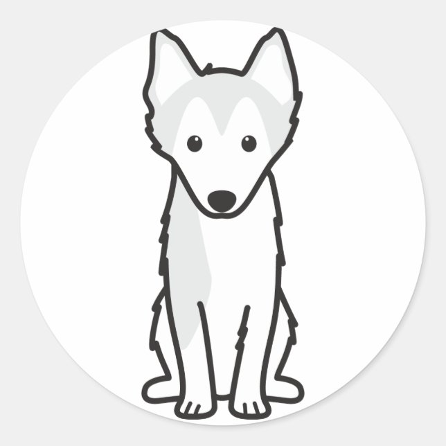 Alaskan Klee Kai Dog Cartoon Runder Aufkleber (Vorderseite)