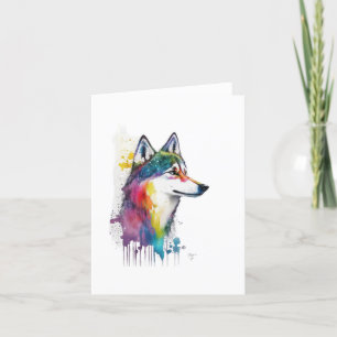 Alaskan Klee Kai Dog Watercolor & Pen Feiertagskarte