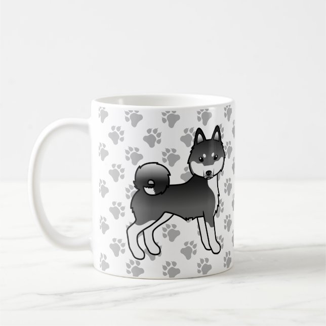 Alaskan Klee Kai, Niedlicher Hund und Pfoten Kaffeetasse (Links)