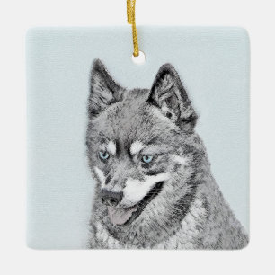 Alaskan Klee Kai Painting - Niedliche Original Dog Keramikornament