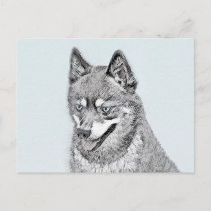 Alaskan Klee Kai Painting - Niedliche Original Dog Postkarte