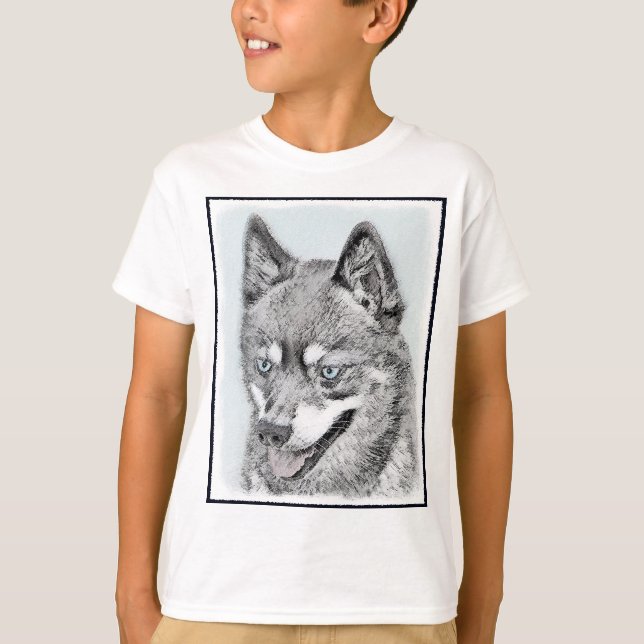 Alaskan Klee Kai Painting - Niedliche Original Dog T-Shirt (Vorderseite)