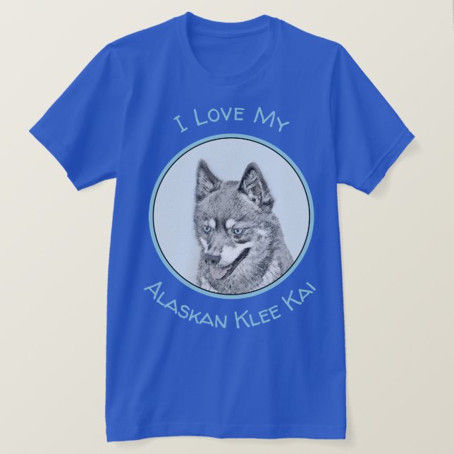 Alaskan Klee Kai Painting - Niedliche Original Dog T-Shirt (Design vorne)