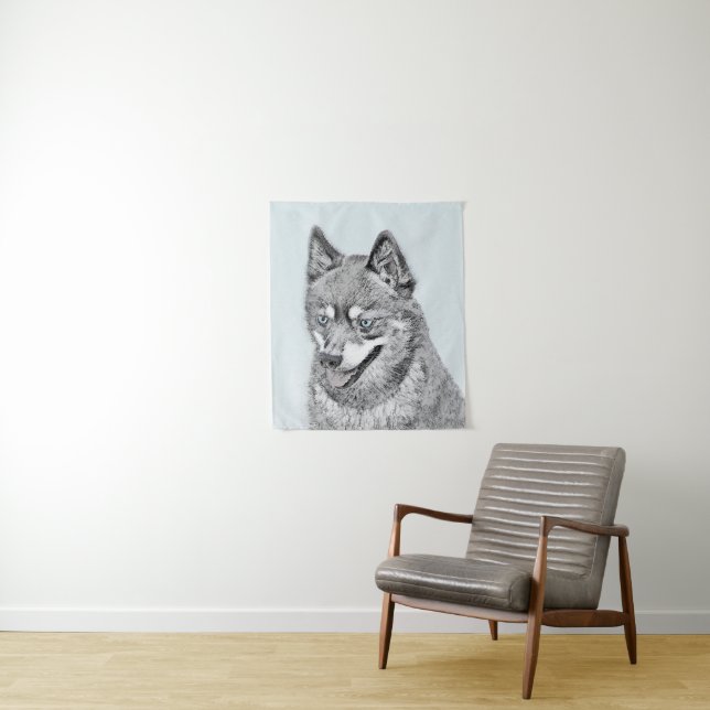 Alaskan Klee Kai Painting - Niedliche Original Dog Wandteppich (Beispiel)