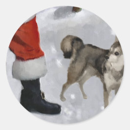 Alaskan Klee Kai Weihnachtsgeschenken Runder Aufkleber