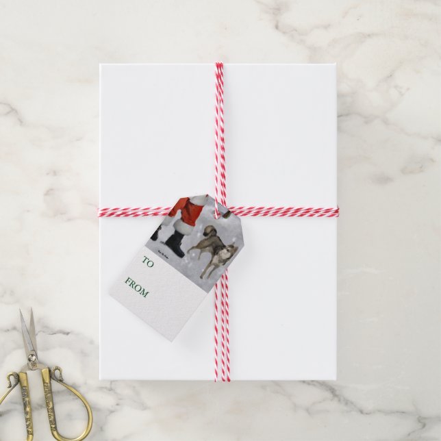 Alaskan Klee Kai Weihnachtsmarken Geschenkanhänger (Mit Garn)