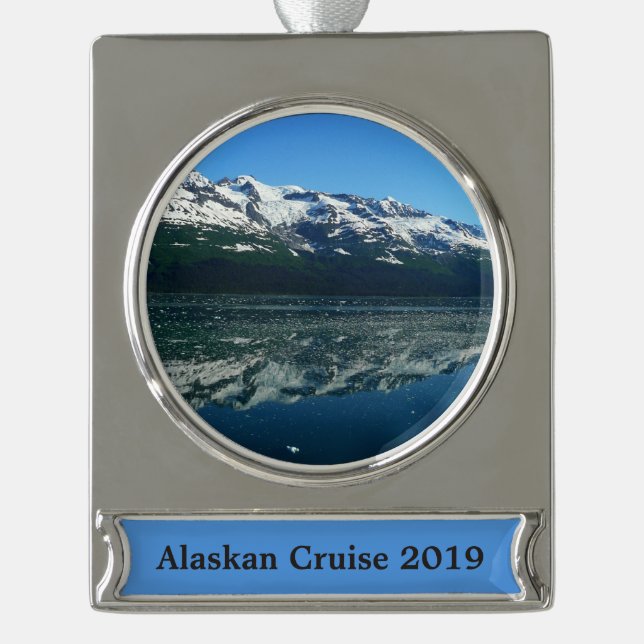 Alaskan Küste Schöne Naturfotografie Banner-Ornament Silber (Vorderseite)