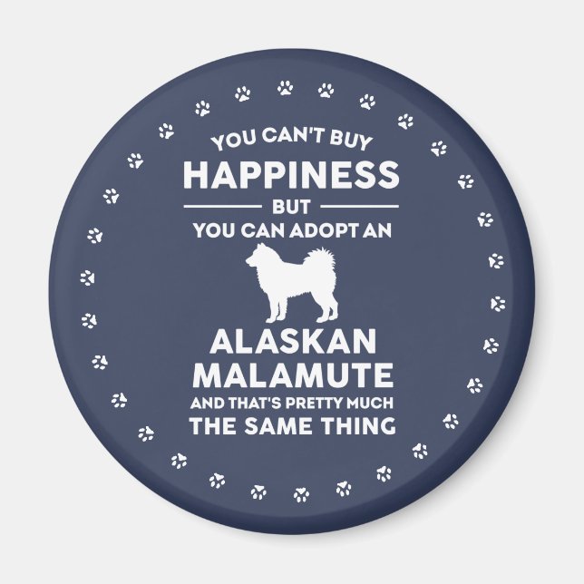 Alaskan Malamute Adoption Glück Magnet (Vorne)