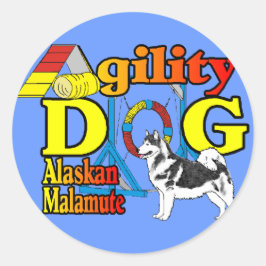 Alaskan Malamute Agility Geschenke Runder Aufkleber