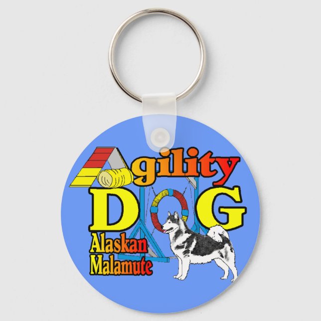 Alaskan Malamute Agility Geschenke Schlüsselanhänger (Vorderseite)
