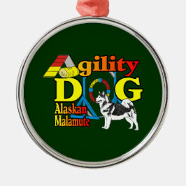 Alaskan Malamute Agility Silbernes Ornament