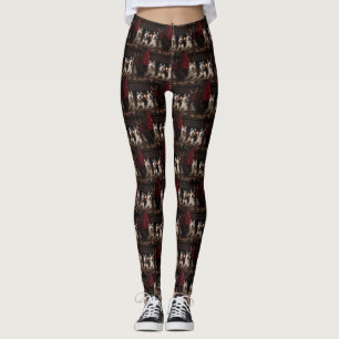 Alaskan Malamute am Feuerplatz Weihnachten Leggings