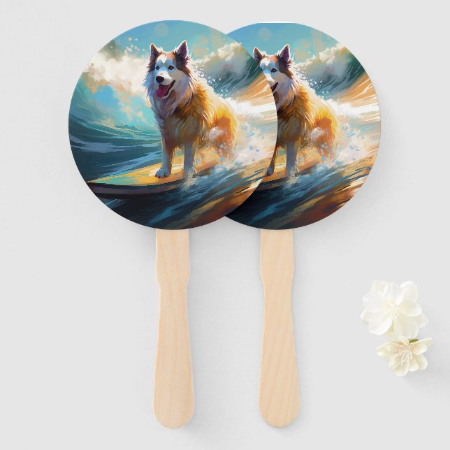 Alaskan Malamute Beach Surfmalerei Fächer (Vorne und Hinten)