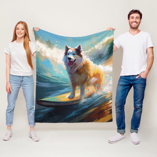 Alaskan Malamute Beach Surfmalerei Fleecedecke (Beispiel)