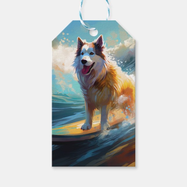 Alaskan Malamute Beach Surfmalerei Geschenkanhänger (Vorderseite)